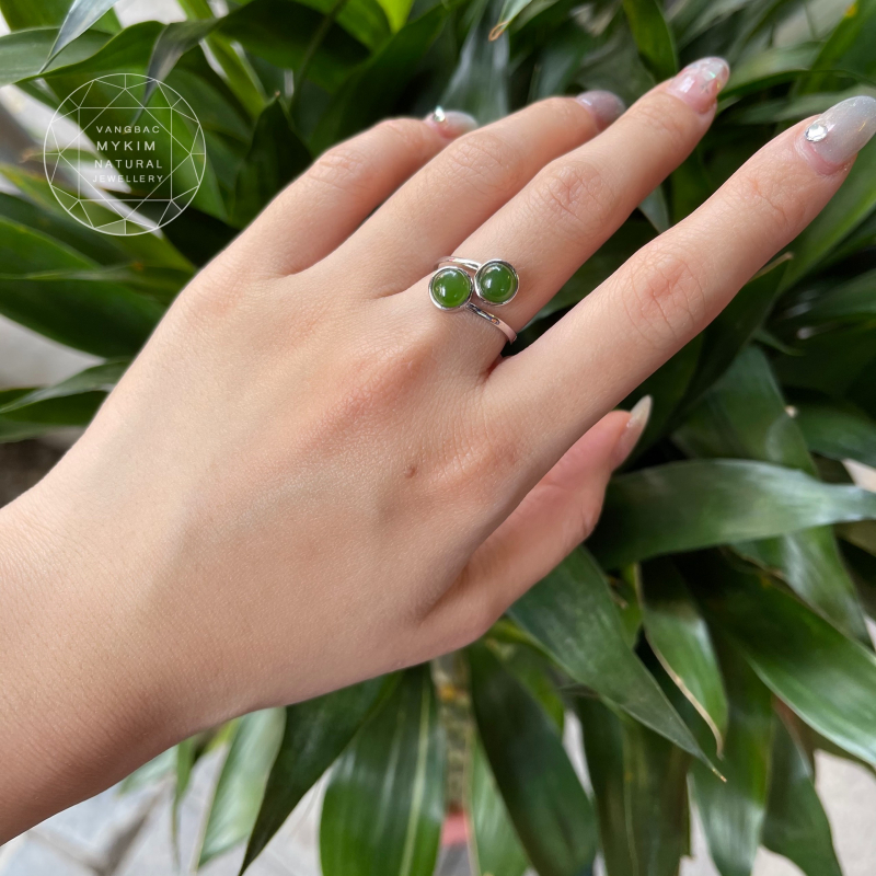 💚 Nhẫn Ngọc Bích Nephrite • Bạc Si Vàng Trắng 18k • Tinh Tế & Thanh Lịch