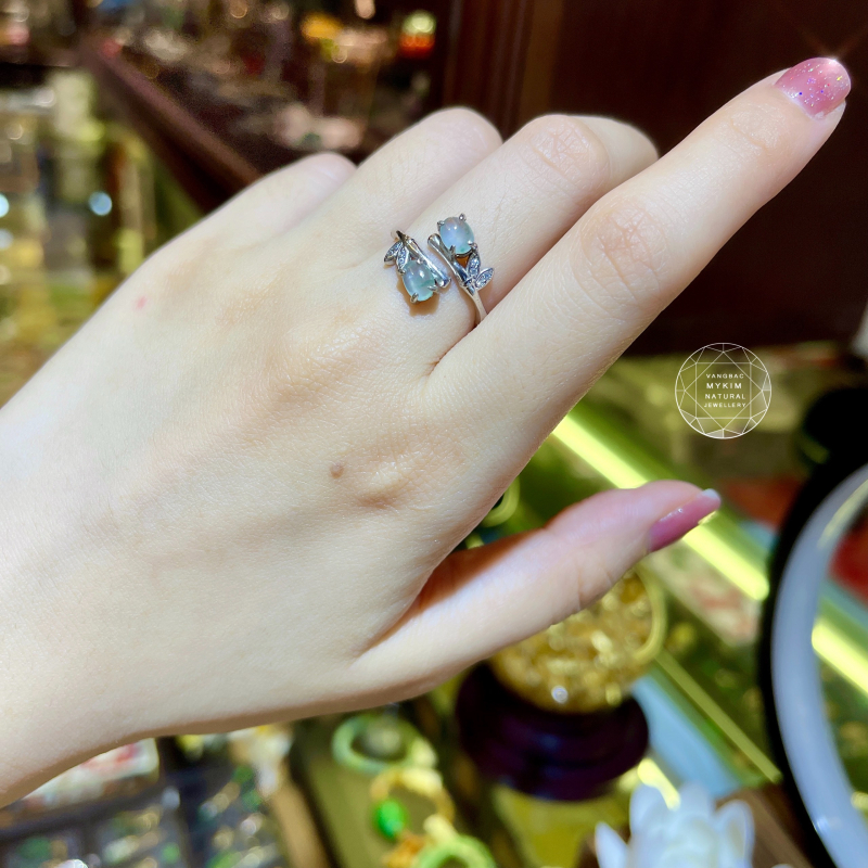 Nhẫn Băng Ngọc Phỉ Thúy - Bạc si vàng trắng 18k