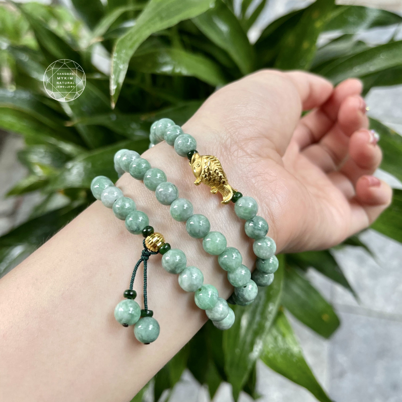 Chuỗi Vòng Ngọc Phỉ Thúy Đậu Chủng - Cá chép vàng