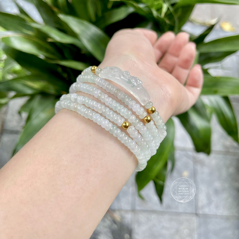Chuỗi Băng Ngọc Phỉ Thúy Tỳ Hưu mix vàng - VIP