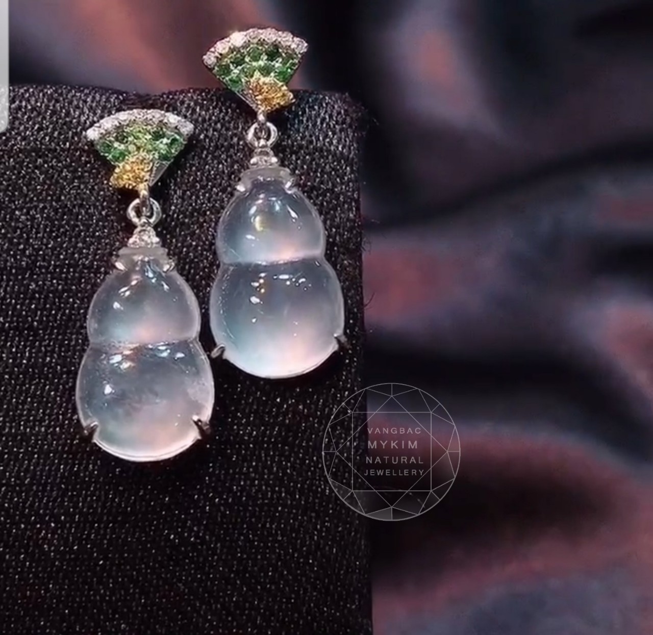 Bông tai Ngọc Phỉ Thúy Hồ Lô  hàng tk - Vàng 10k - 14k - 18k