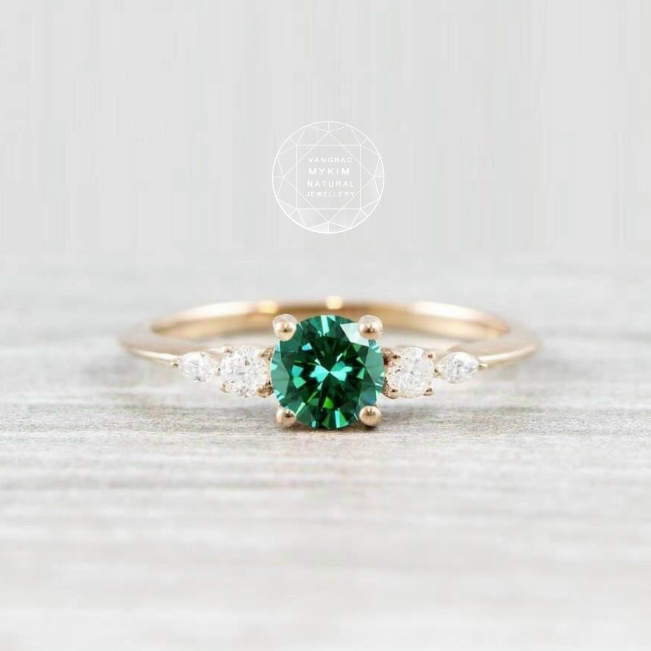 Nhẫn Vàng đính kim cương moissanite - Vàng 14k - 18k - MS02