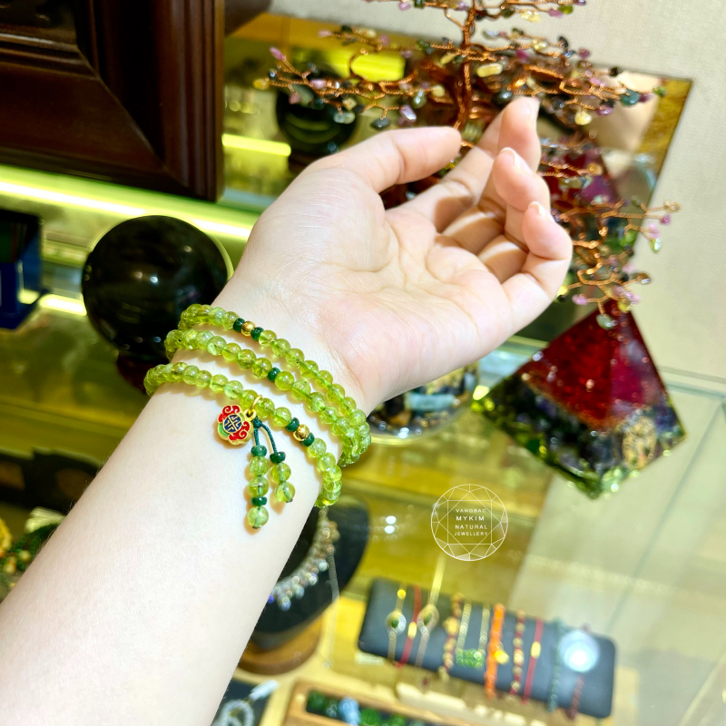 Chuỗi Vòng Đá Peridot Mix Vàng 