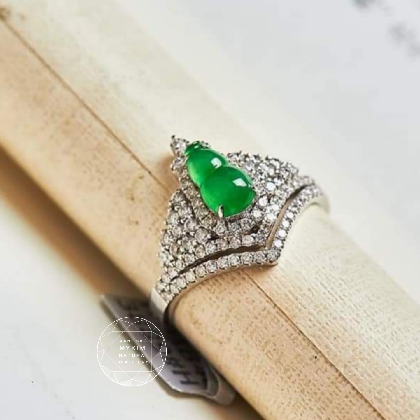 Nhẫn Hồ Lô Ngọc Phỉ Thúy - Bọc vàng 10k - 14k - 18k