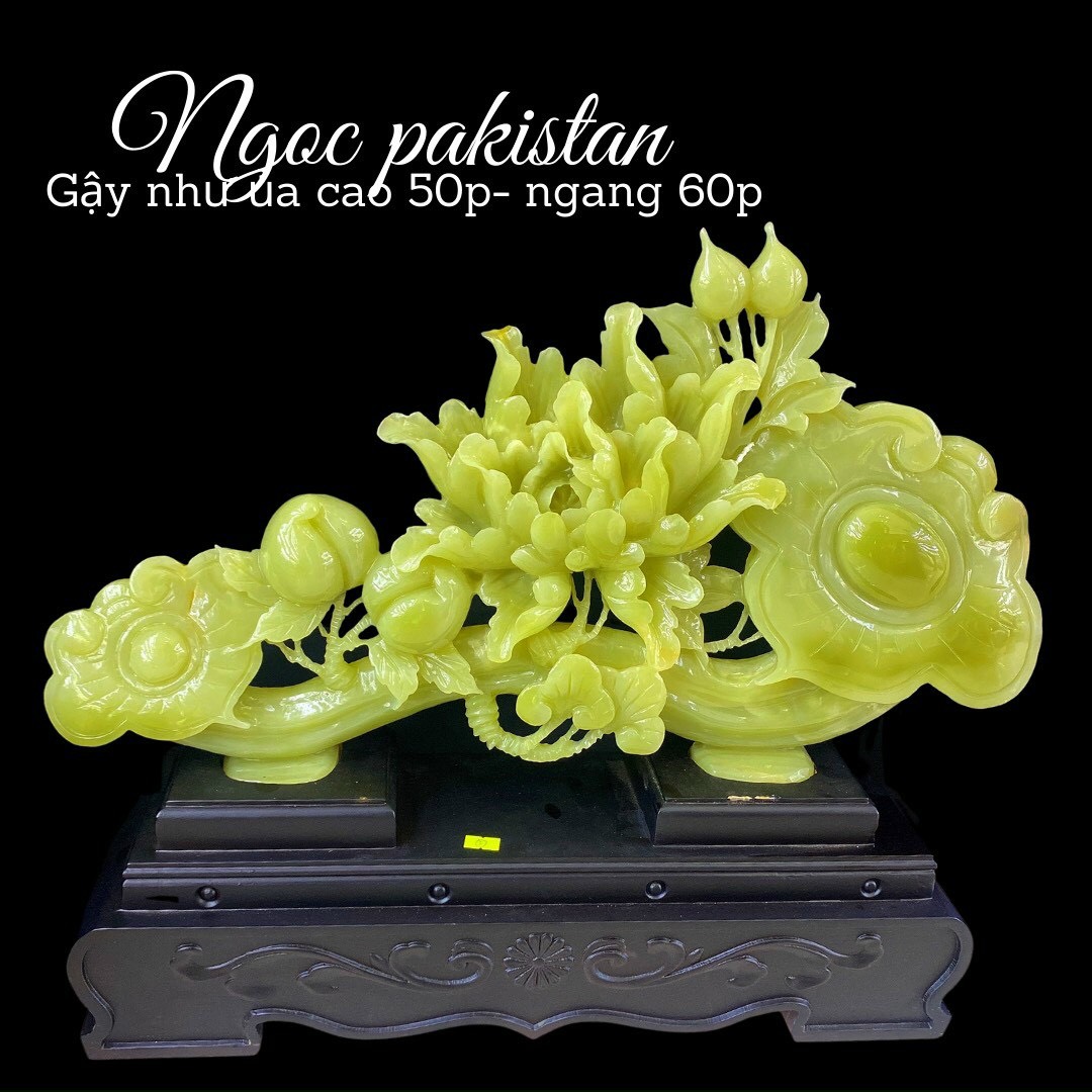 Gậy Như Ý - Hoa Mẫu Đơn - Đào Tiên - Ngọc Pakistan