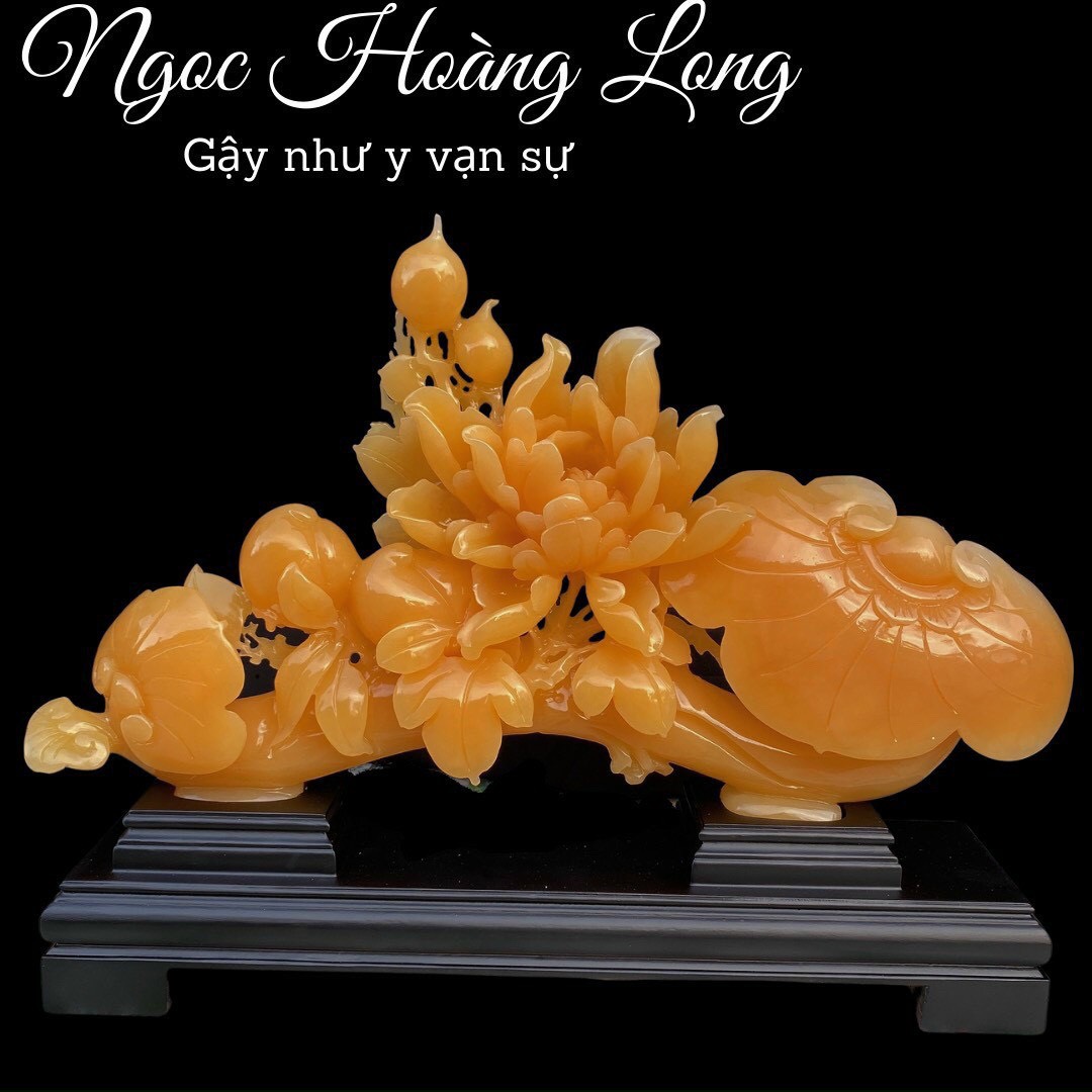 Gậy Như Ý - Hoa Mẫu Đơn - Ngọc Hoàng Long