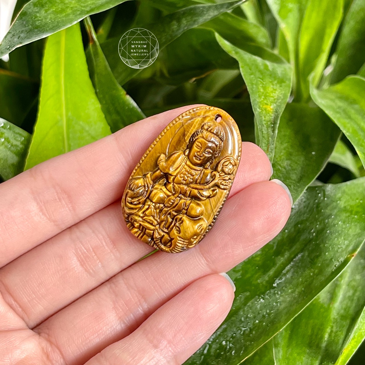 Mặt Phật Bản Mệnh - Phổ Hiền Bồ Tát - đá mắt hổ vàng