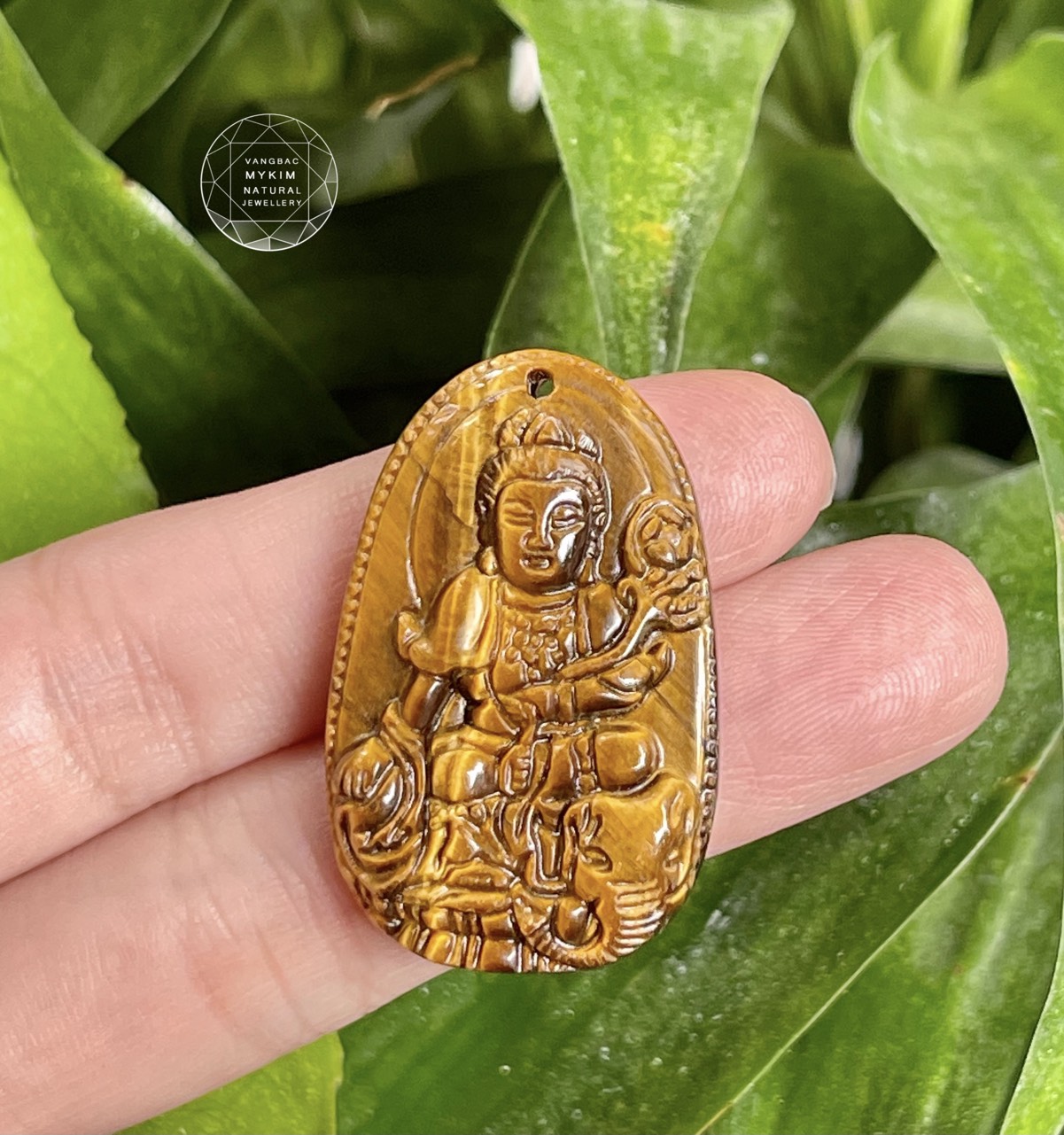 Mặt Phật Bản Mệnh - Phổ Hiền Bồ Tát - đá mắt hổ vàng