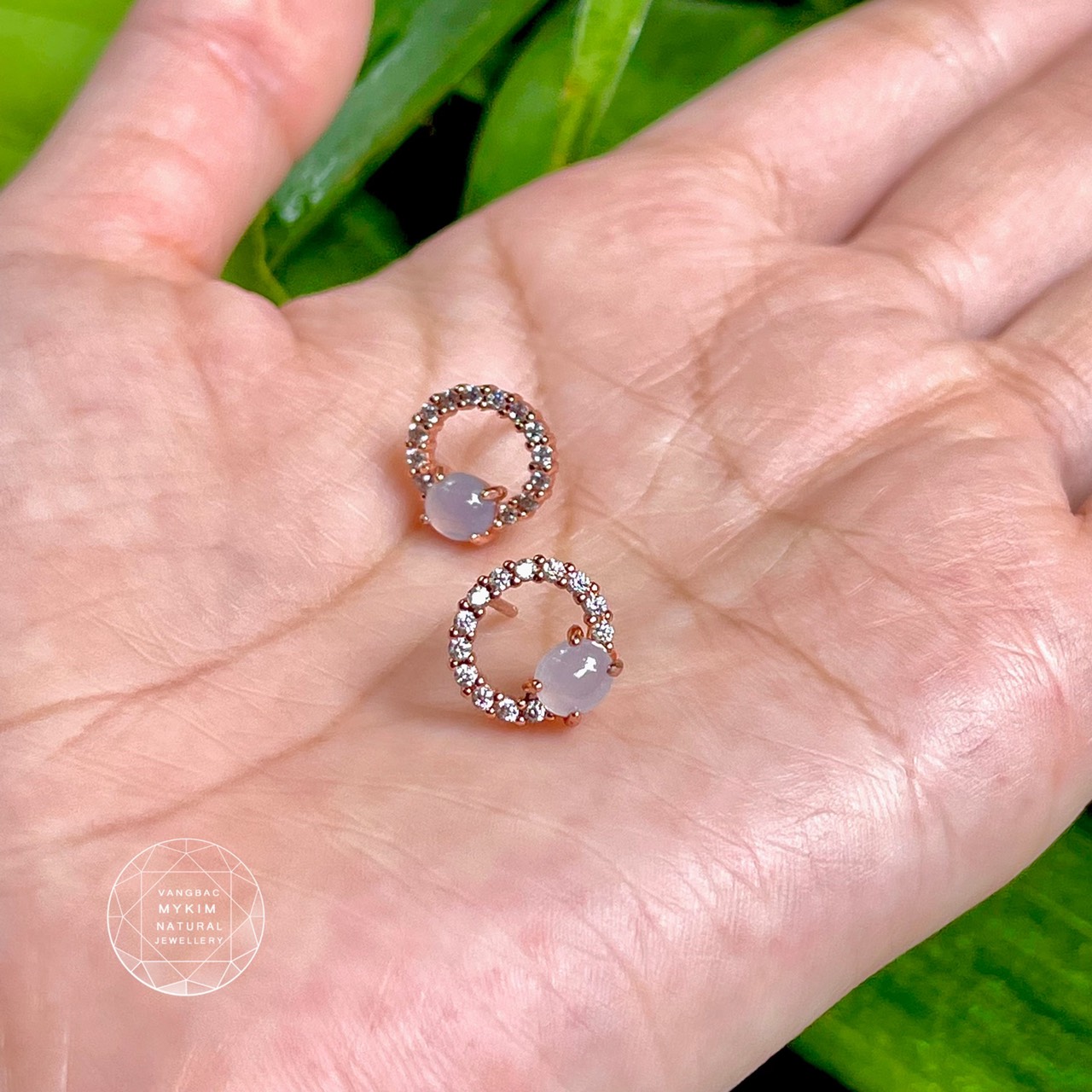 Bông tai đính Ngọc Phỉ Thúy viền đá