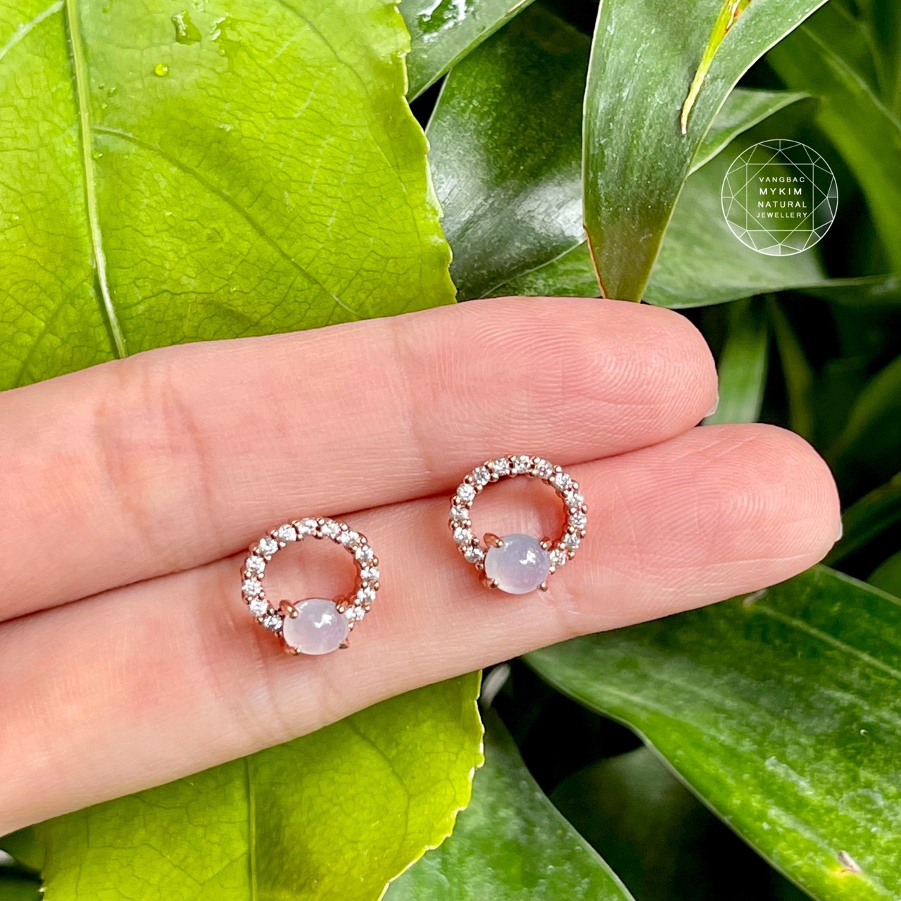 Bông tai đính Ngọc Phỉ Thúy viền đá