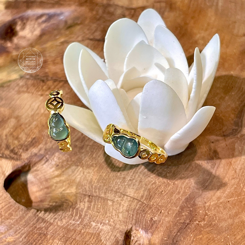 Nhẫn Kim Tiền Hồ Lô Ngọc Jadeite - Vàng 10k - 14k - 18k