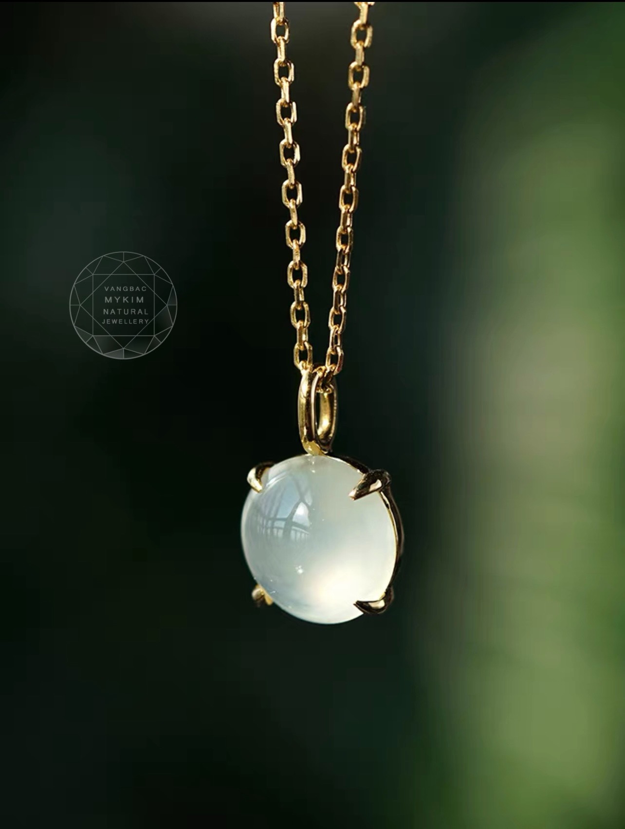 💧 Mặt Dây Băng Ngọc Phỉ Thúy – Vàng 10k | 14k | 18k | Jadeite Tự Nhiên