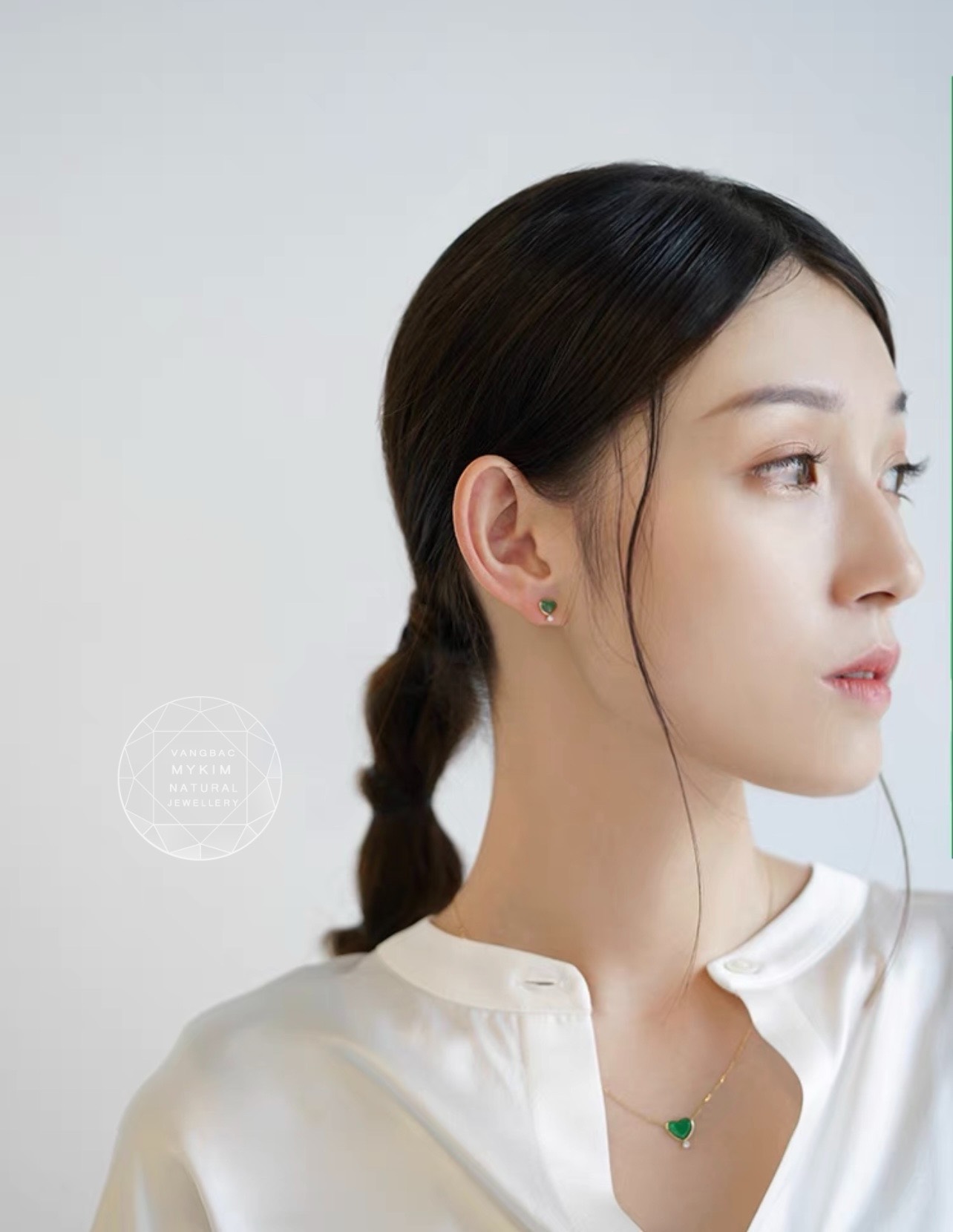 💚 Bộ Trang Sức Trái Tim Ngọc Phỉ Thúy – Vàng 10k | 14k | 18k – Tinh Tế & Ý Nghĩa 💚