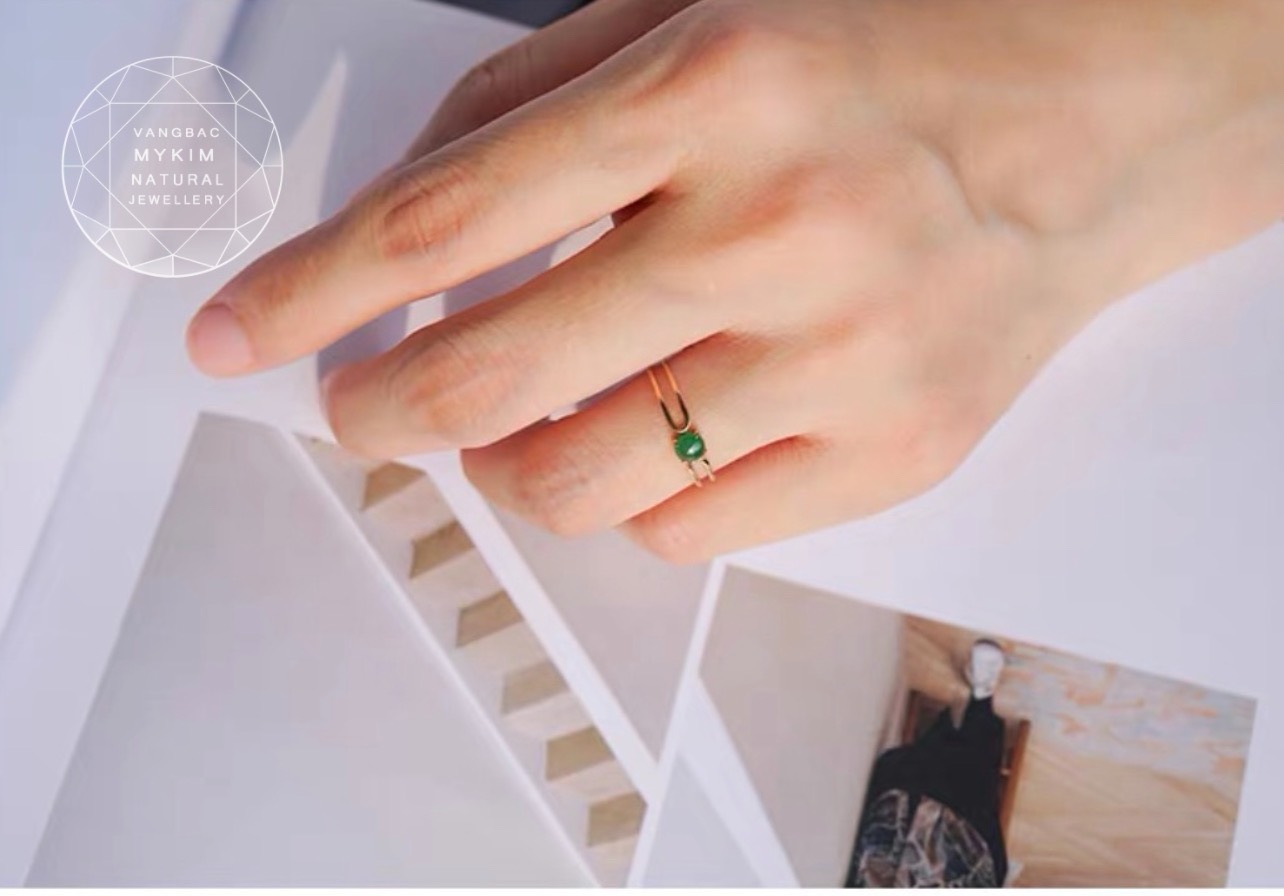 Nhẫn Ngọc Phỉ Thúy Xanh – Vàng Gold 10k - 14k - 18k - Thiết Kế Tối Giản