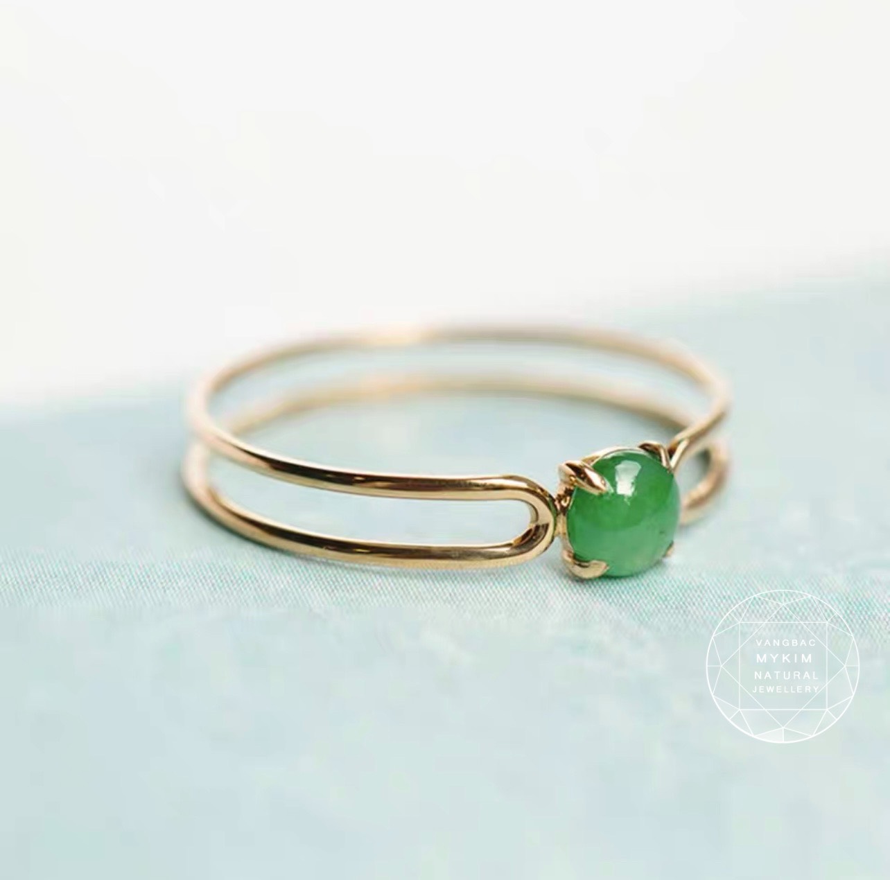 Nhẫn Ngọc Phỉ Thúy - Jadeite dáng mảnh - Vàng 10k - 14k - 18k