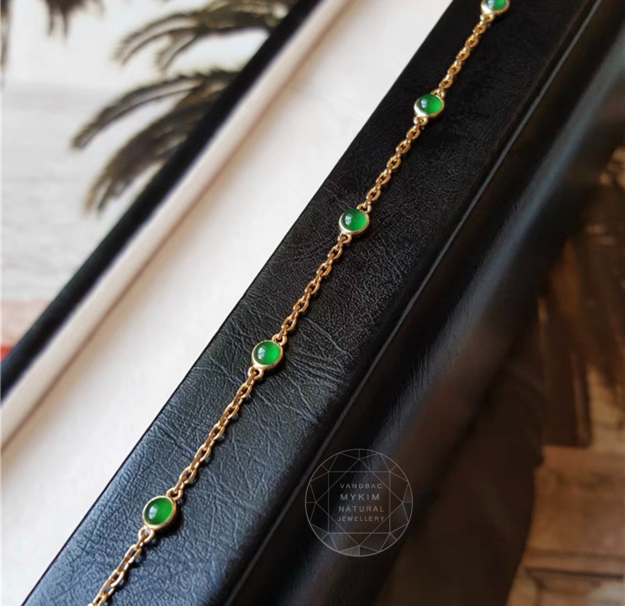 Lắc tay  mắt xích đính Ngọc Jadeite - Vàng 10k - 14k - 18k