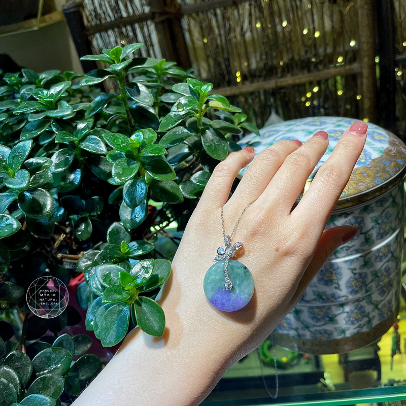 Mặt dây Ngọc Jadeite Đồng Điếu - Vàng trắng 10k - 14k - 18k