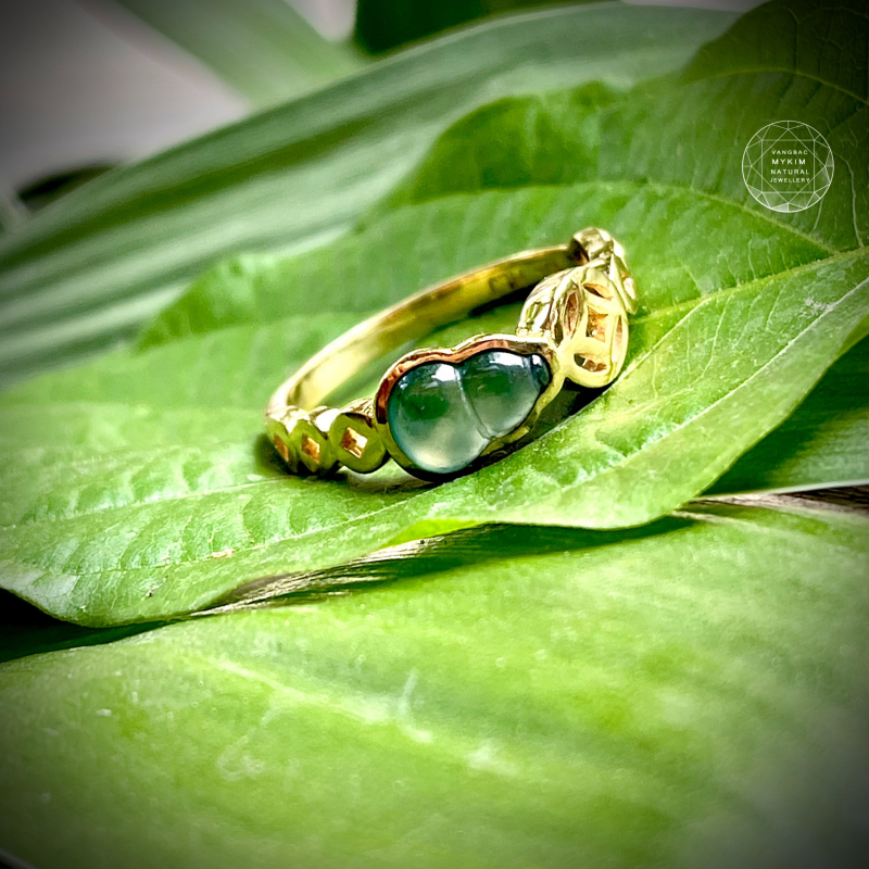 🌿 Nhẫn Hồ Lô Băng Ngọc Phỉ Thúy – Vàng 14k – Thiết Kế Kim Tiền Thu Hút Tài Lộc