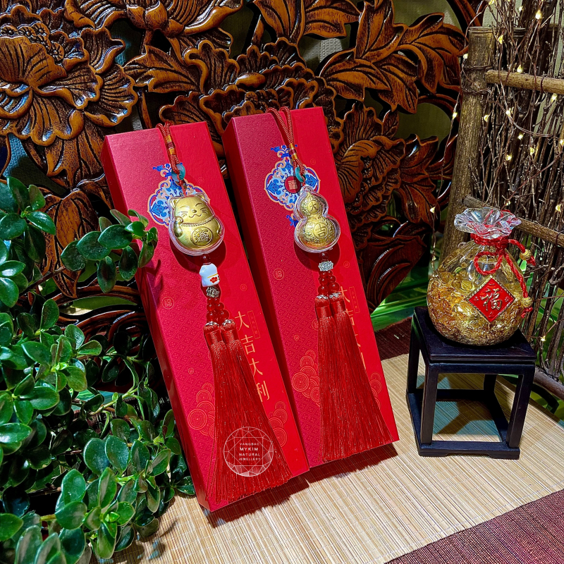 Dây Treo May Mắn Kèm Hộp - Tỳ Hưu - Hồ Lô - Túi Tiền - Mèo Thần Tài Bạc Mạ Vàng