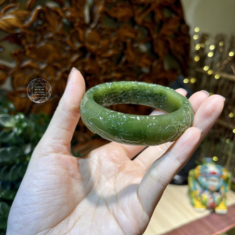 🟢 Vòng Bản Ngọc Bích Nephrite VIP • Điêu Khắc Thủ Công • Size 57.7 • Trang Sức Phong Thủy Bình An & Tài Lộc