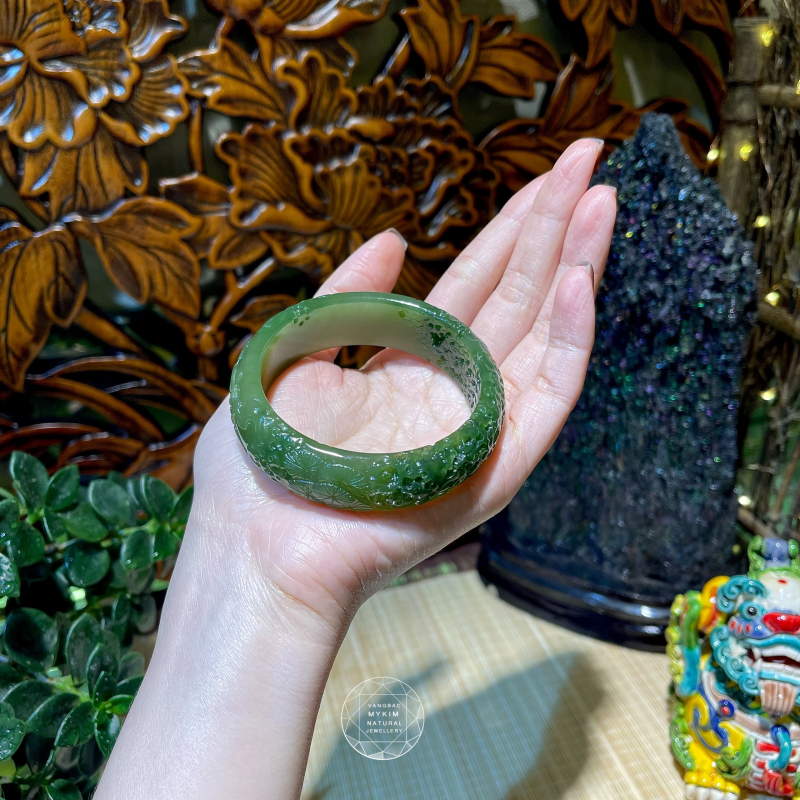 🟢 Vòng Bản Ngọc Bích Nephrite VIP • Điêu Khắc Thủ Công • Size 57.7 • Trang Sức Phong Thủy Bình An & Tài Lộc