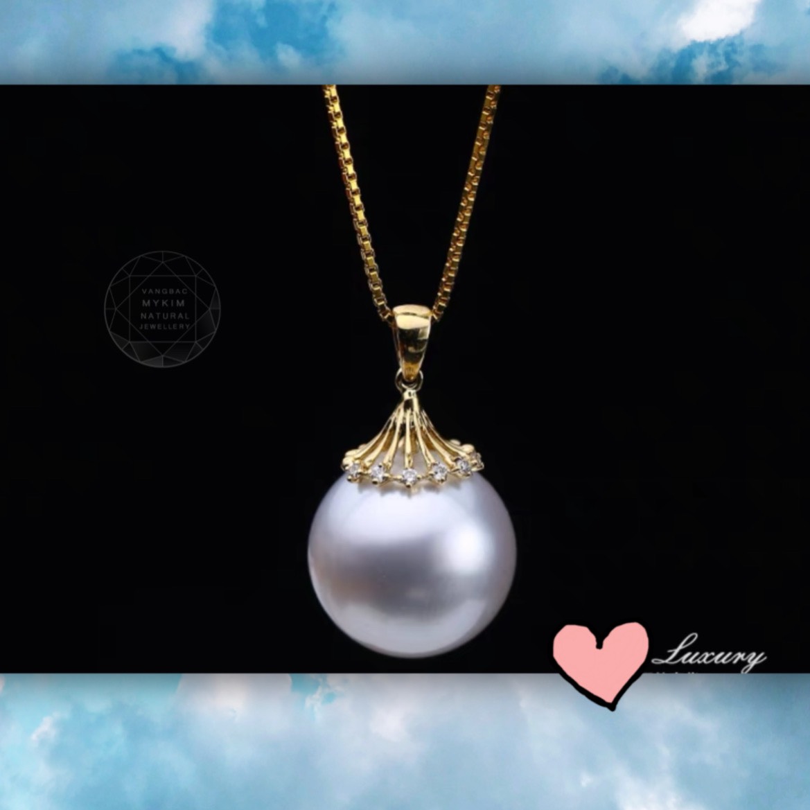 Mặt dây Ngọc Trai đính đá kiểu - Vàng 10k - 14k