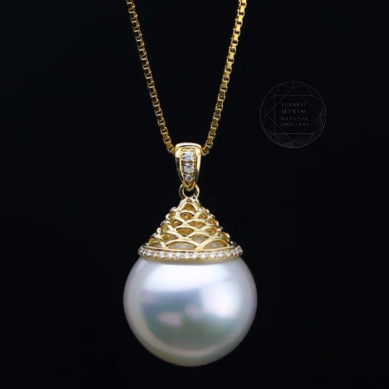 Mặt dây Ngọc Trai đính đá kiểu - Vàng 10k - 14k