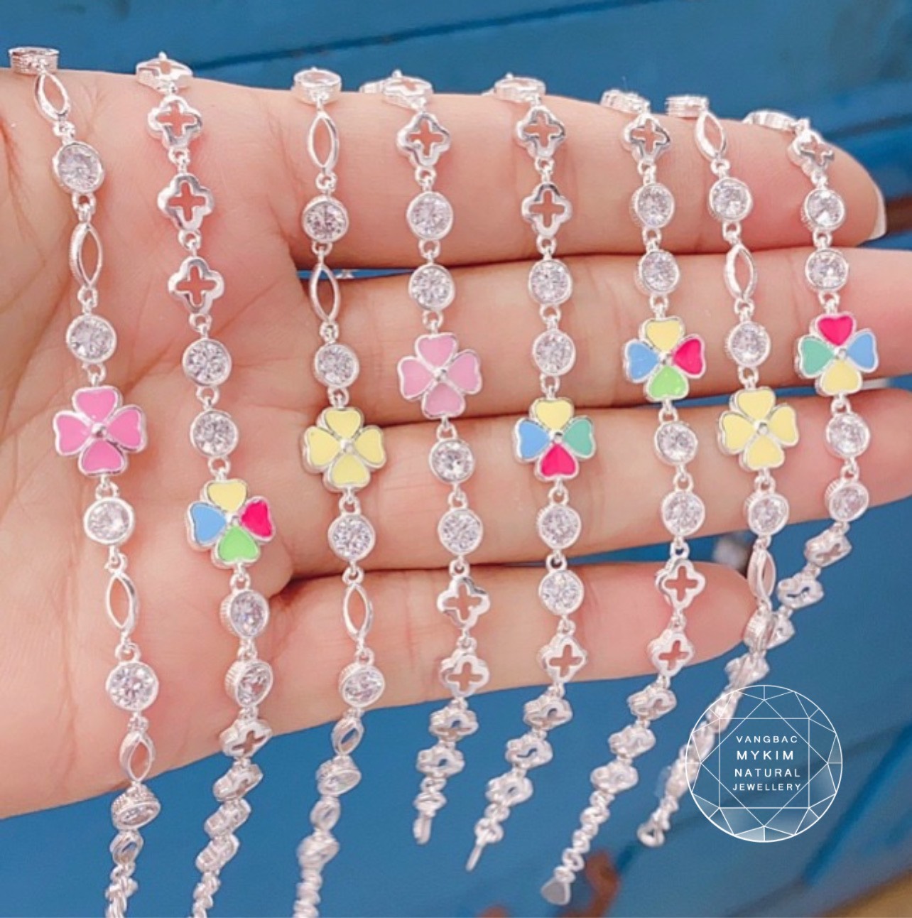 Lắc Bạc 925 - Cỏ Bốn Lá - Đính đá