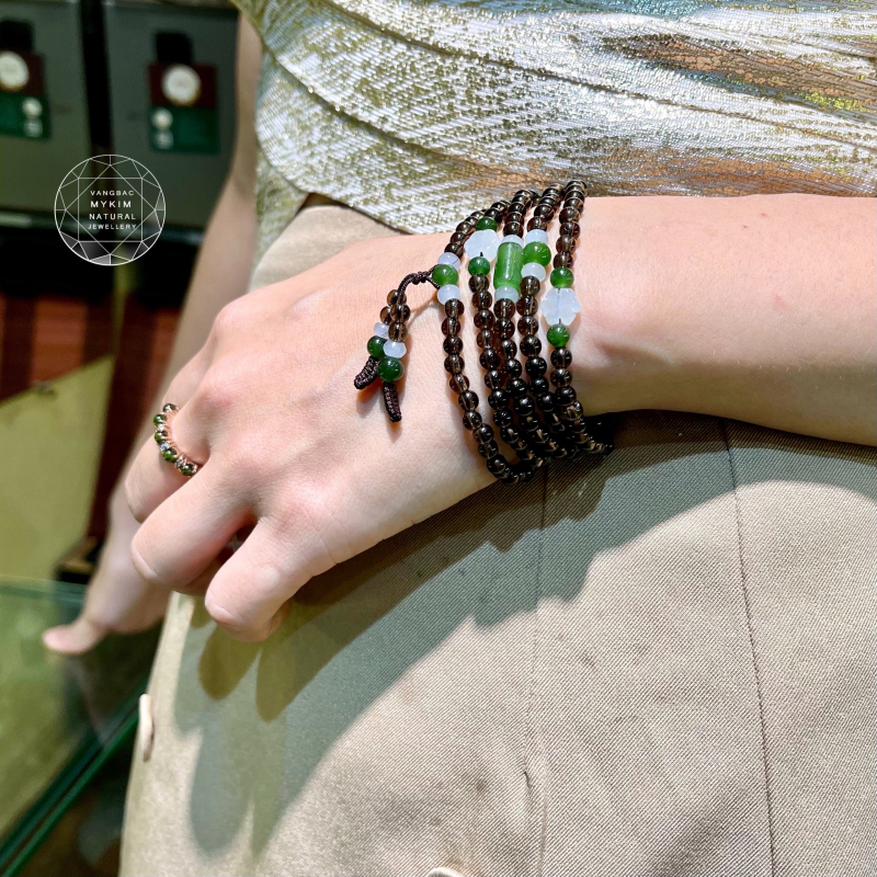 Chuỗi Vòng Thạch Anh Khói Mix Ngọc Phỉ Thúy - Ngọc Bích Canada