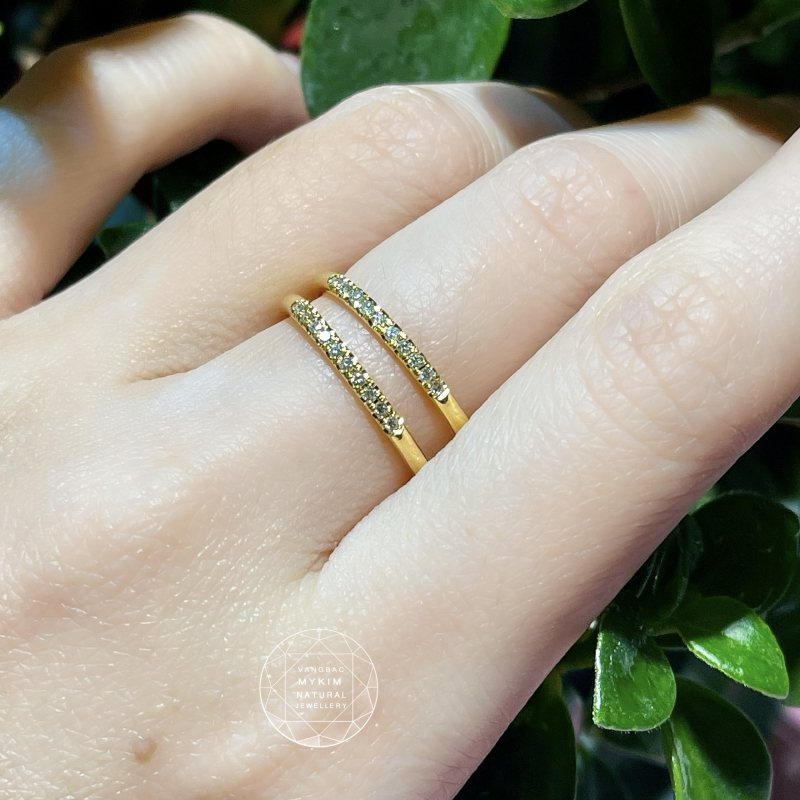 Nhẫn tròn đính Kim cương Moissanite - Vàng 14k