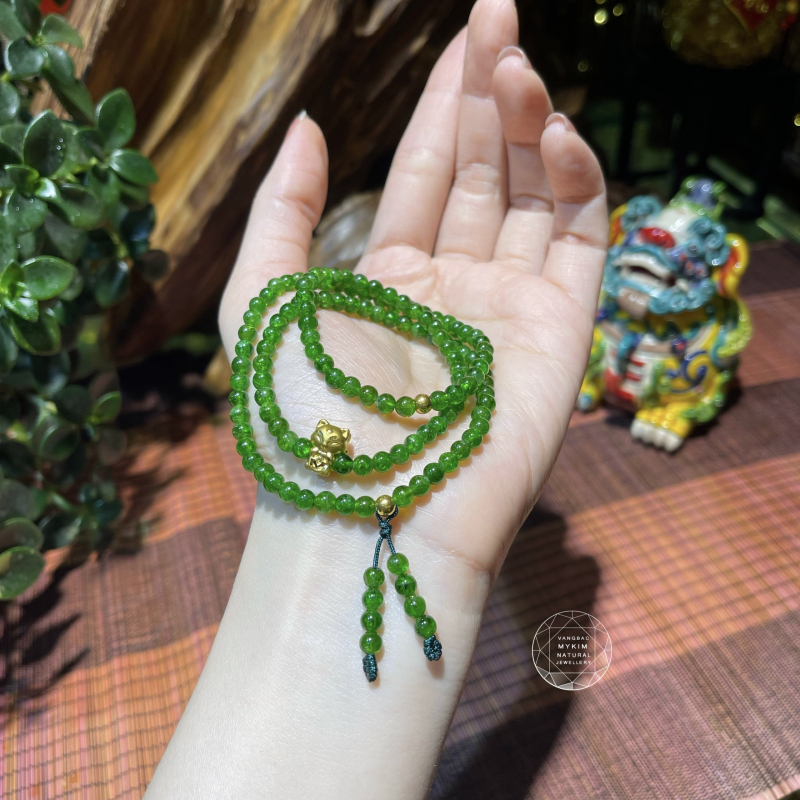 Chuỗi Vòng Đá Diopside vip mix Hồ Ly vàng