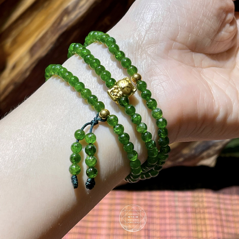 Chuỗi Vòng Đá Diopside vip mix Hồ Ly vàng