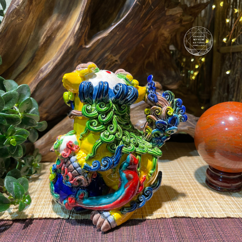 🐲 Kỳ Lân Ôm Con – Gốm Sứ Men Rạn Đài Loan | Biểu Tượng Cát Lành & Bình An Gia Đạo