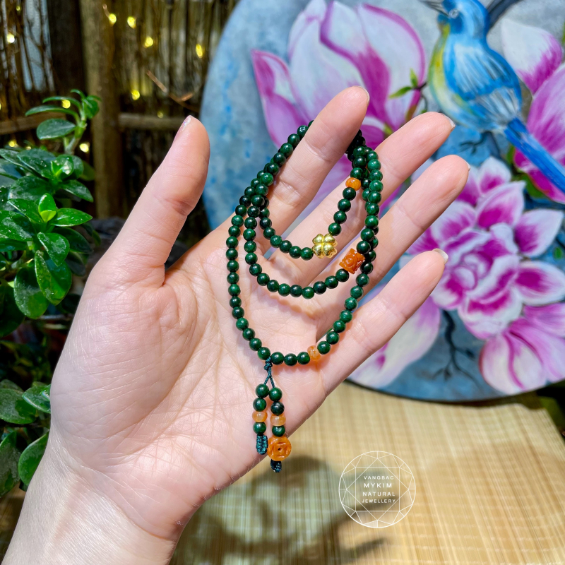 Chuỗi Vòng đá Sơn Thủy mix Ngọc Phỉ Thúy Jadeite - PK Vàng 10k