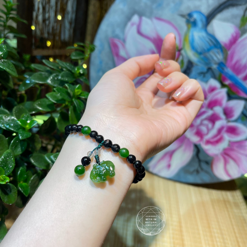 🖤 Vòng Đá Thạch Anh Tóc Đen mix Ngọc Bích Nephrite Canada & Thạch Anh • Trang Sức Phong Thủy Tài Lộc & Bình An