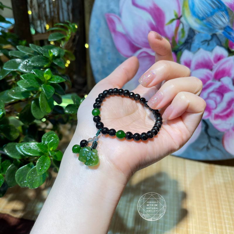 🖤 Vòng Đá Thạch Anh Tóc Đen mix Ngọc Bích Nephrite Canada & Thạch Anh • Trang Sức Phong Thủy Tài Lộc & Bình An