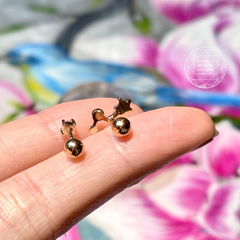 Bông Tai ngôi sao - nụ đá - Vàng Hồng 14k