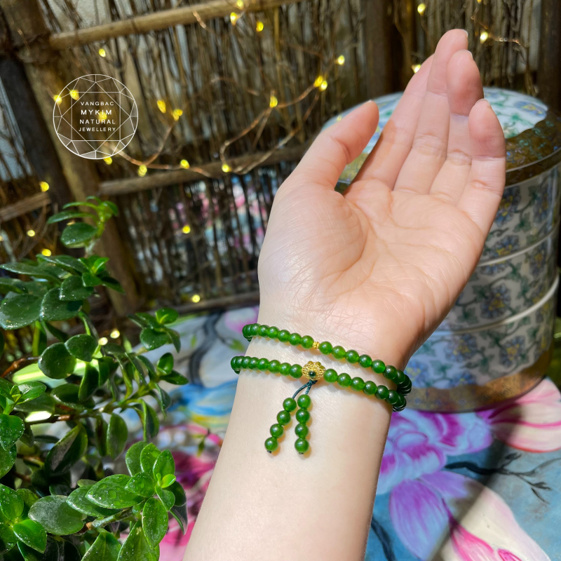 Chuỗi Vòng Mã Não Xanh Mix Charm Vàng 18k