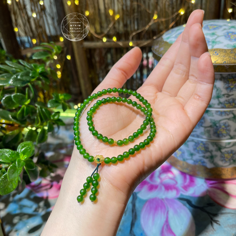 Chuỗi Vòng Mã Não Xanh Mix Charm Vàng 18k