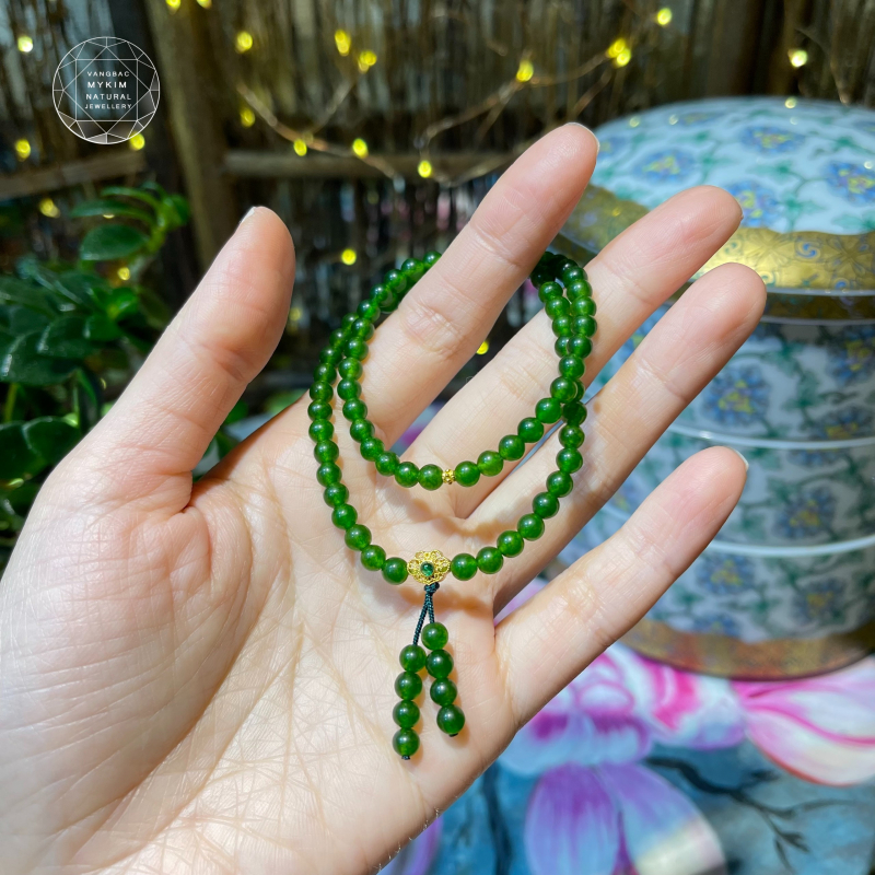 Chuỗi Vòng Mã Não Xanh Mix Charm Vàng 18k