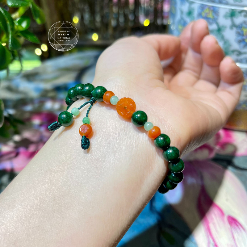 🌿 Vòng Đá Sơn Thủy Mix Kim Tiền Ngọc Phỉ Thúy | Biểu Tượng Cân Bằng – Thu Hút – Tỉnh Thức Nhẹ Nhàng