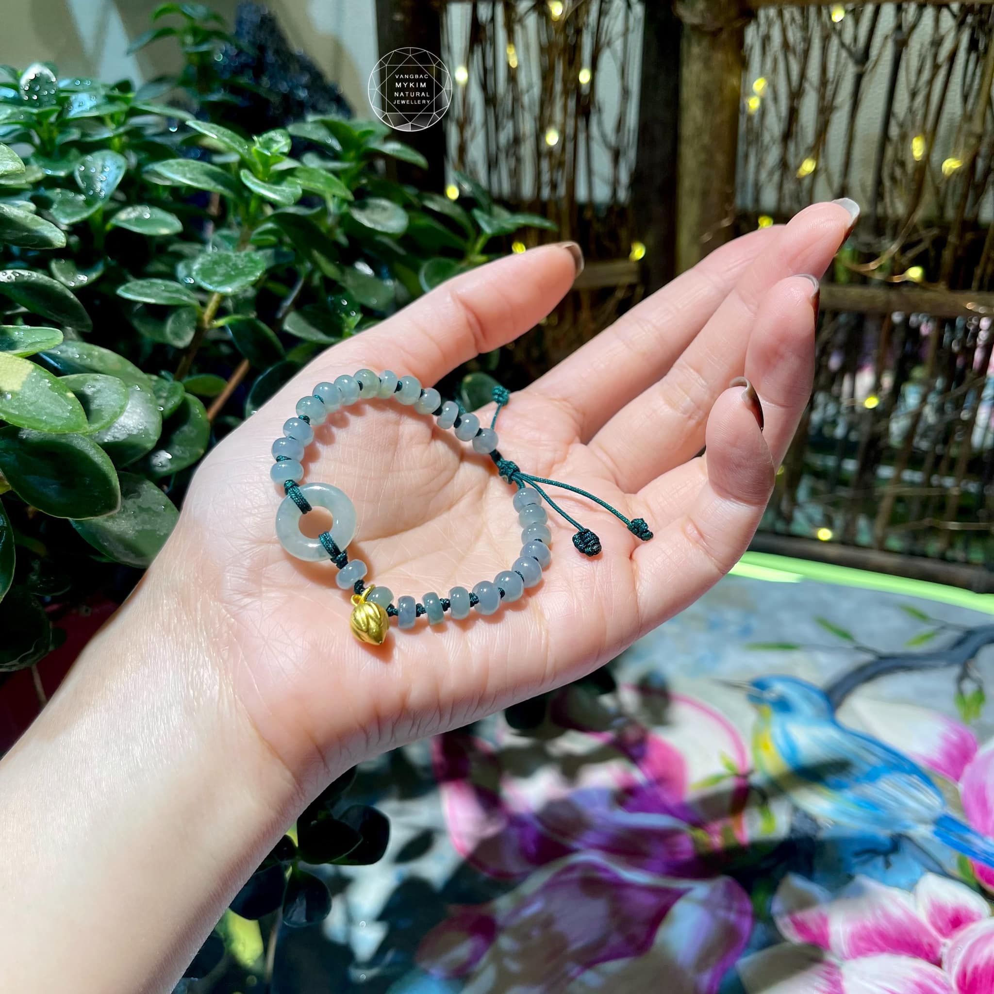 Vòng dây tết Ngọc Phỉ Thúy Jadeite Lam Ngọc