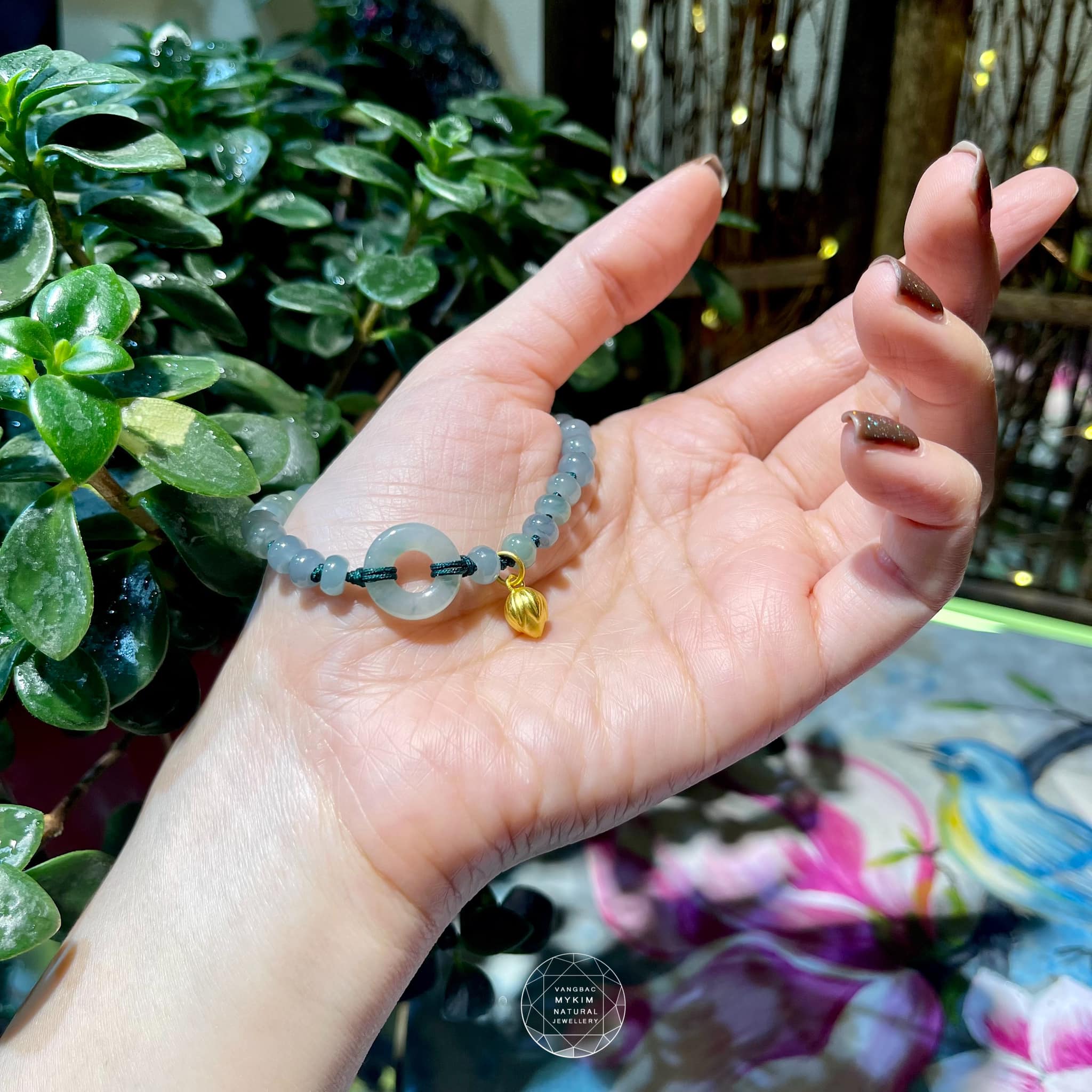 Vòng dây tết Ngọc Phỉ Thúy Jadeite Lam Ngọc