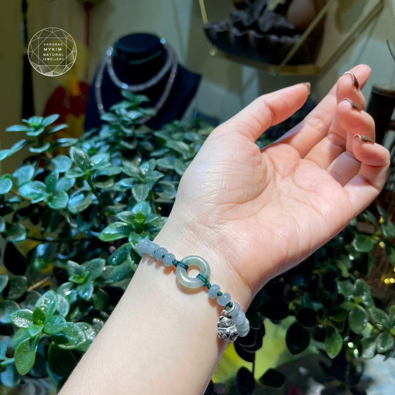Vòng dây tết Ngọc Phỉ Thúy Jadeite - Băng Dầu - Bạc 925