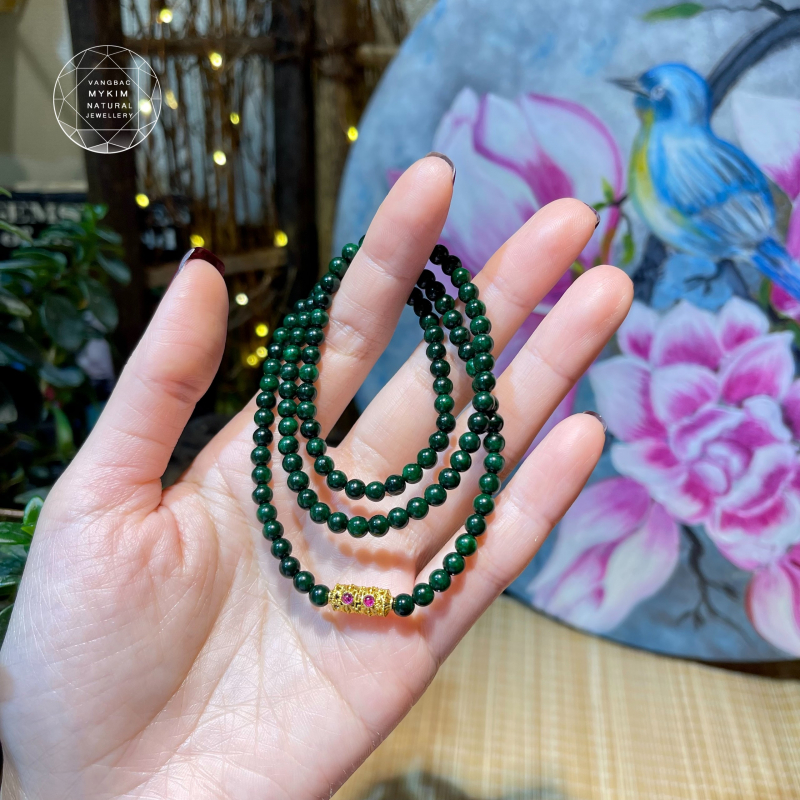 Chuỗi Vòng Đá Sơn Thủy kết charm Vàng 18k