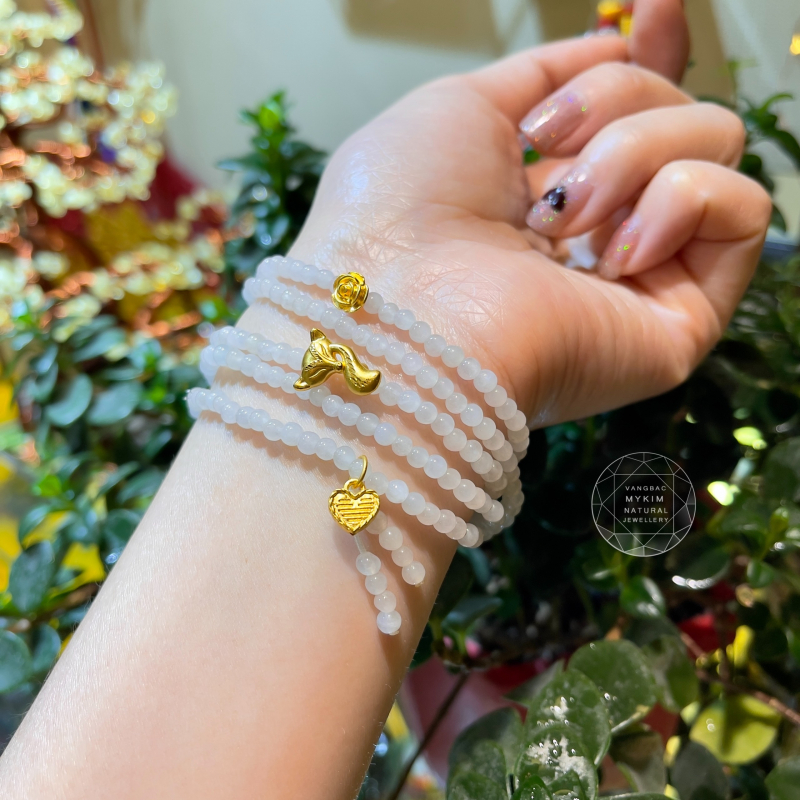 Chuỗi Băng Ngọc Phỉ Thúy (Jadeite) - Charm Vàng 