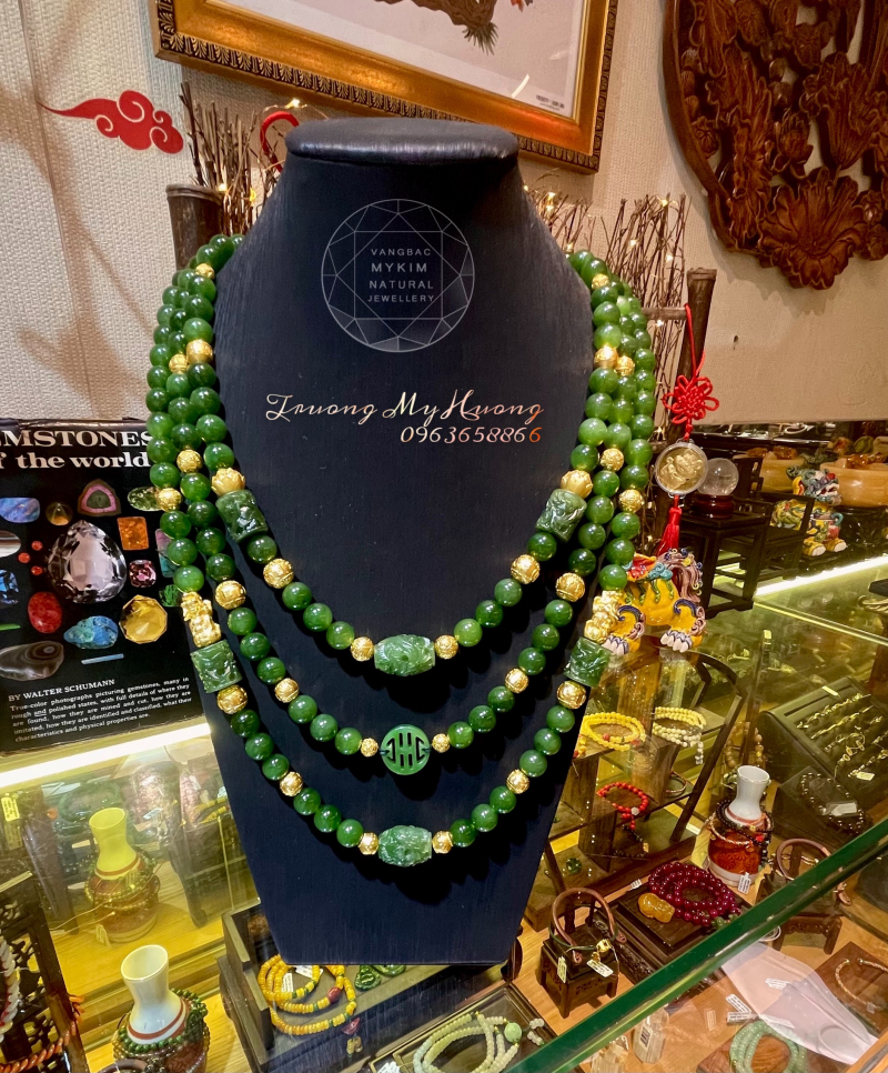 💚 Vòng Cổ Ngọc Bích Nephrite VIP • Mix Vàng Theo Yêu Cầu • Kèm Kiểm Định