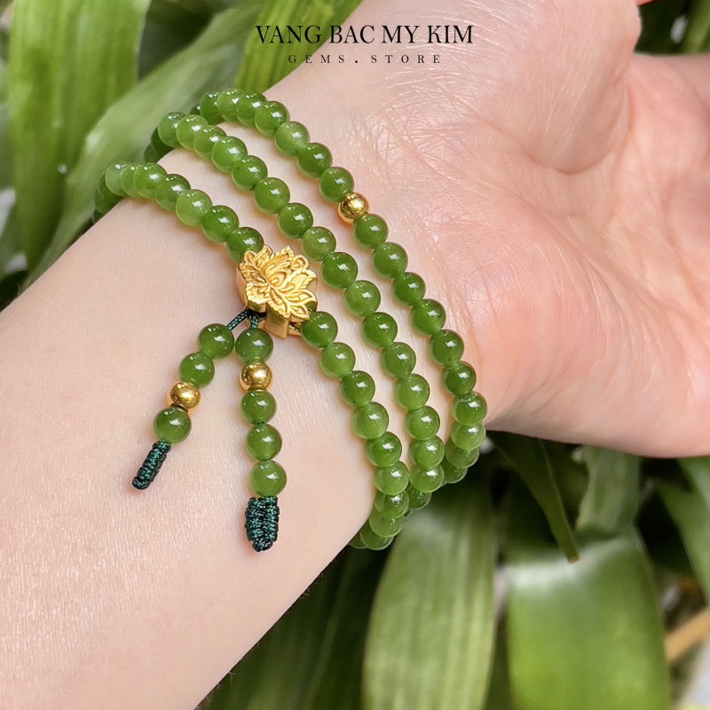 💚 Vòng Tay Ngọc Bích Nephrite • Kết Charm Vàng • Trang Sức Phong Thủy Tài Lộc & Bình An