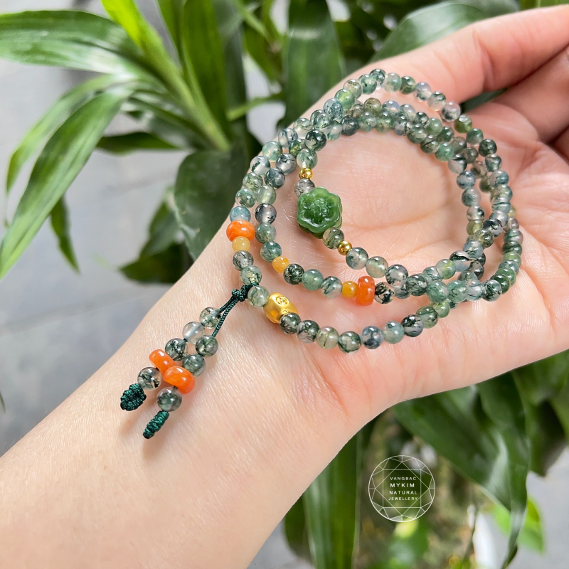 🌟 Vòng Tay Mã Não Ưu Linh • Mix Ngọc Jadeite & Ngọc Bích Nephrite • Charm Vàng • Trang Sức Phong Thủy Tài Lộc & Bình An