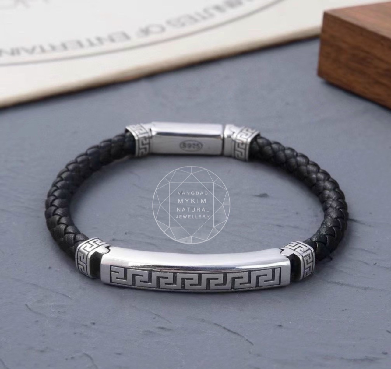 Vòng Nam Bạc 925 Dây Da